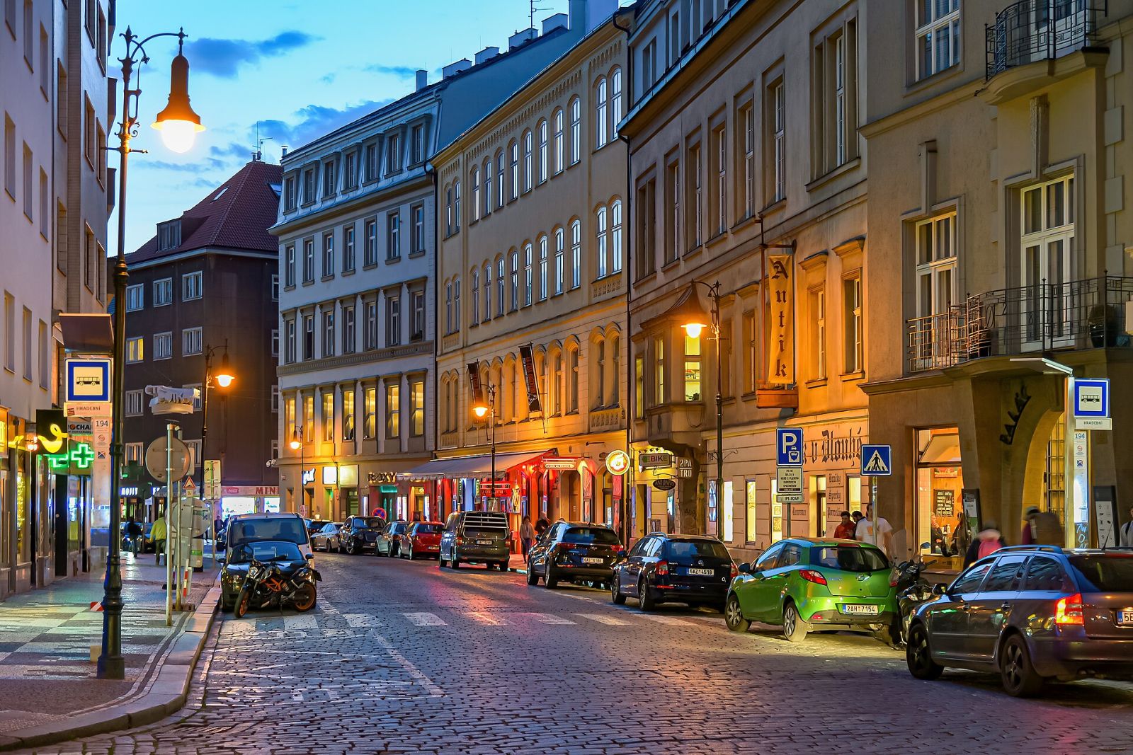 Dlouhá street and Lokál Dlouhááá, one of the restaurants near Hotel Haštal