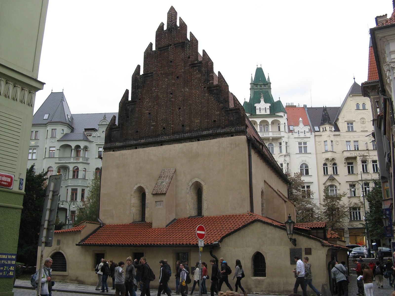 Old-New Synagogue in Prague with its steep gabled brick roof