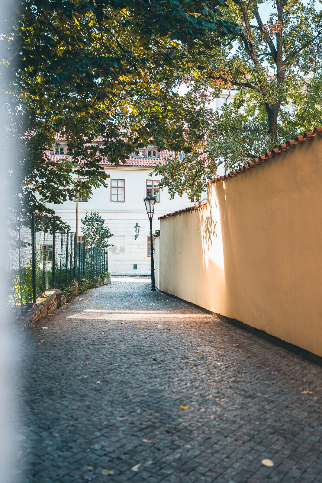 Quiet cobblestone lane in Prague Old Town near Haštalské náměstí